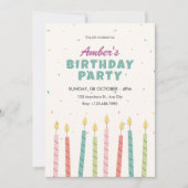 キャンドルバースデカラフルィーパーティー 招待状 (正面)