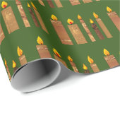 キャンドルパターン(の模様が)あるゴールデンコラージアートクリスマス ラッピングペーパー (ロールコーナー)