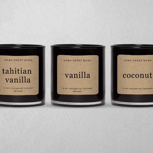 キャンドルパーソナライズされたラベル正方形クラフト背景 スクエアシール