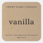 キャンドルパーソナライズされたラベル正方形クラフト背景 スクエアシール (正面)