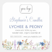 キャンドルパーソナライズされたラベル |ロゴの追加 スクエアシール (正面)