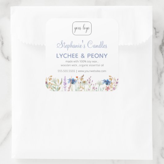 キャンドルパーソナライズされたラベル |ロゴの追加 スクエアシール (バッグ)