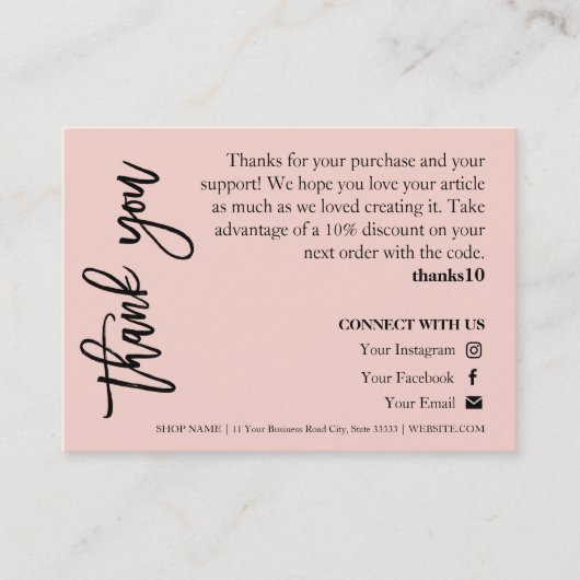 キャンドルピ気にックシックなスクリプトサンキューカード 名刺 (正面)