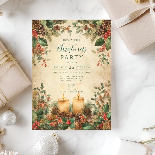 キャンドルピ素朴ネコーンクリスマス 招待状