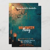 キャンドルフルムーンこうもりハローウィンパーティ 招待状 (正面/裏面)