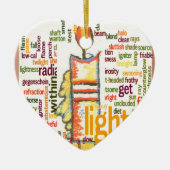 キャンドルフレイムワードクラウドアートプリント セラミックオーナメント (正面)