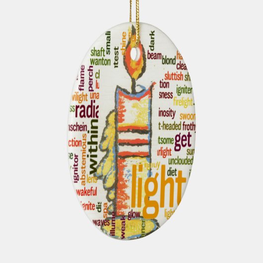 キャンドルフレイムワードクラウドアートプリント セラミックオーナメント (右)