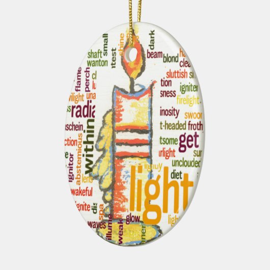 キャンドルフレイムワードクラウドアートプリント セラミックオーナメント (左)