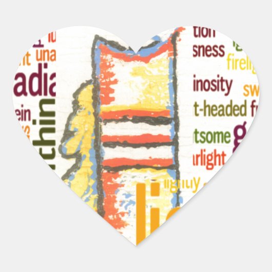 キャンドルフレイムワードクラウドアートプリント ハートシール (正面)