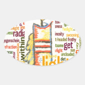 キャンドルフレイムワードクラウドアートプリント 楕円形シール (正面)