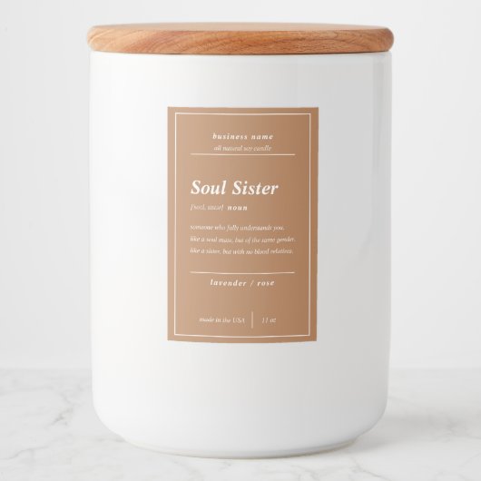キャンドルプロダクトソウルシスターパーソナライズされたラベル フードラベル (正面)