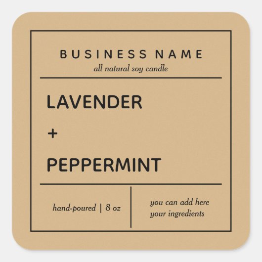 キャンドルプロダクトラベルデザイン スクエアシール (正面)