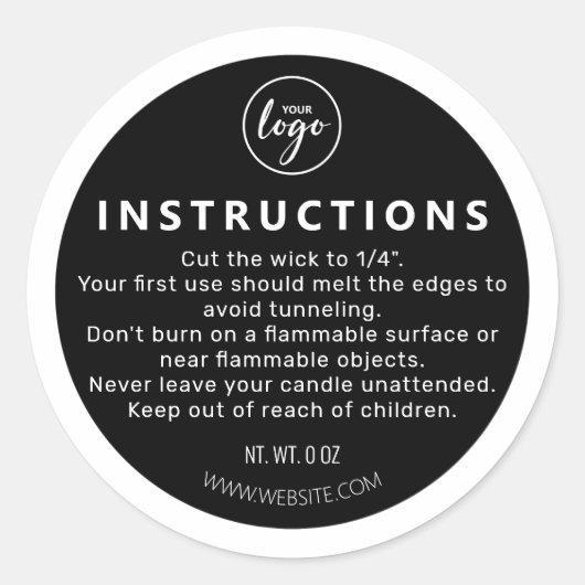 キャンドルボトムブラックキャンドルインストラク気にメント ラウンドシール (正面)