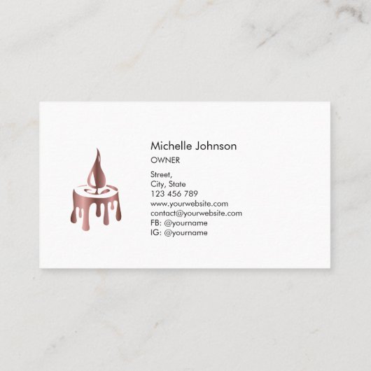 キャンドルメモダンーカーバラ金ゴールド美的ビーズワックス 名刺 (裏面)