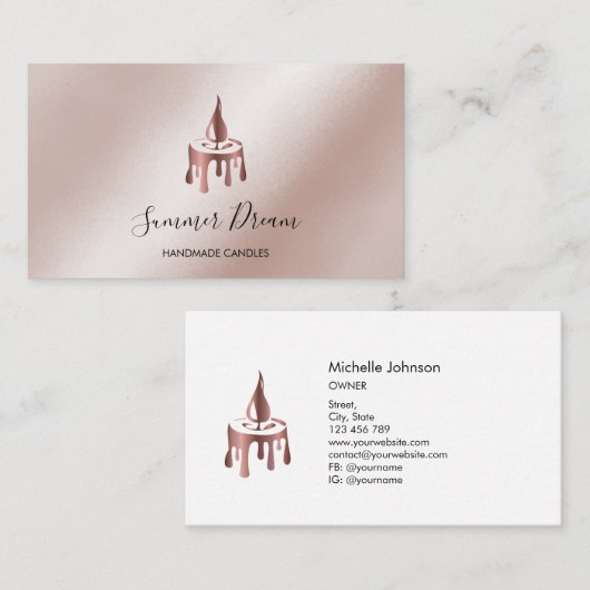 キャンドルメモダンーカーバラ金ゴールド美的ビーズワックス 名刺 (正面/裏面)