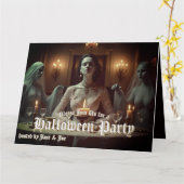 キャンドルライトでのゴシック様式のハロウィーンの晩餐会 カード (黄色い花)