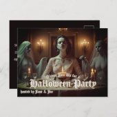 キャンドルライトでのゴシック様式のハロウィーンの晩餐会 シーズンポストカード (正面/裏面)