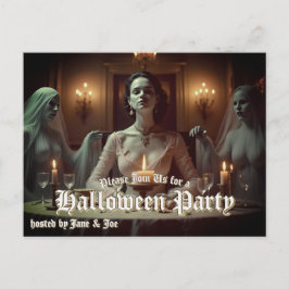 キャンドルライトで照らされたゴシックハロウィンバンケット シーズンポストカード