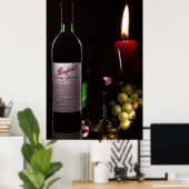 キャンドルライトとワイン ポスター (ホームオフィス)