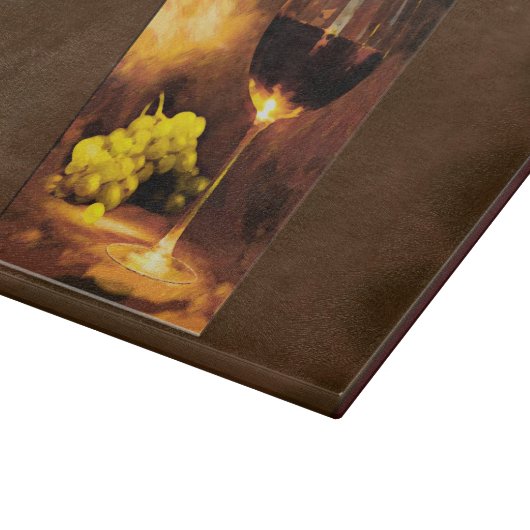 キャンドルライトによるワインそして緑のブドウのガラス カッティングボード (角)