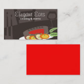 キャンドルライトのステーキの夕食のシェフケイタリングビジネスカード 名刺 (正面/裏面)