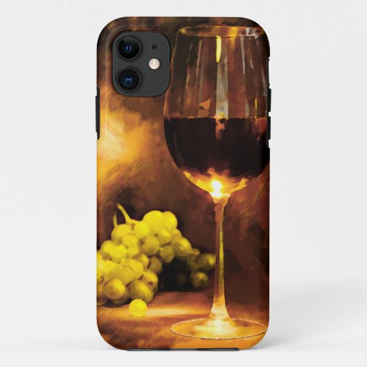 キャンドルライトのワイン及び緑のブドウのガラス Case-Mate iPhoneケース (裏面)
