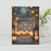 キャンドルライトグローMoody《写真》ぼけ味&ランタン結婚ズ 招待状 (スタンド正面)