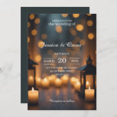 キャンドルライトグローMoody《写真》ぼけ味&ランタン結婚ズ 招待状 (正面/裏面)