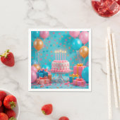 キャンドルライトケーキ付き誕生祝い スタンダードカクテルナプキン (インサイチュ)
