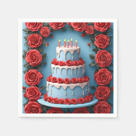 キャンドルライトケーキ付き誕生祝い スタンダードカクテルナプキン