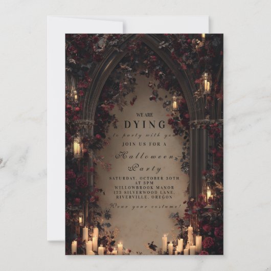 キャンドルライトゴシック様式の大聖堂ハロウィンギャザリング 招待状 (正面)