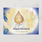 キャンドルライトハッピーハヌッカワの水色 シーズンポストカード (正面)