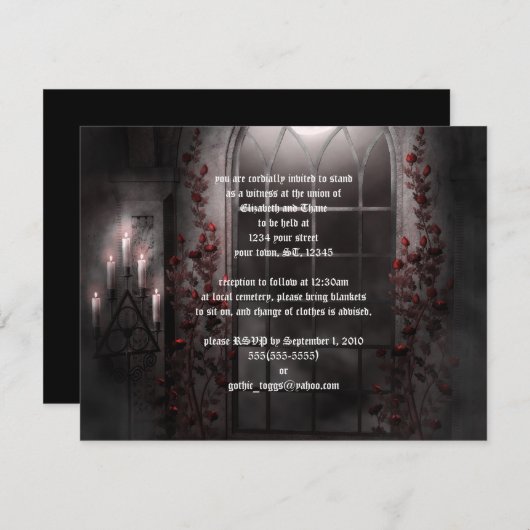 キャンドルライトバラゴシック結婚式招待状 招待状 (正面/裏面)