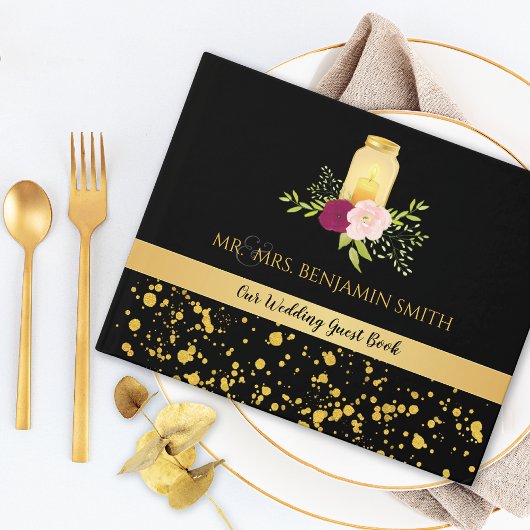 キャンドルライトバラメイスンジャール結婚スパークル ゲストブック