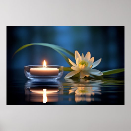 キャンドルライトフラワー穏やかな平和 ポスター (正面)