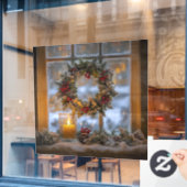 キャンドルライトリースウィンドウの固定 ウィンドウサイン (カフェ窓)