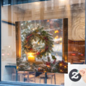 キャンドルライトリースウィンドウの固定 ウィンドウサイン (カフェ窓)