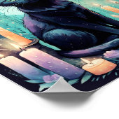 キャンドルライト付き黒猫 ポスター (角)