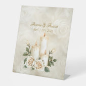 キャンドルライト式フローラが私たちの結婚に署名 台座サイン (正面)