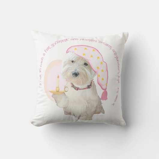 キャンドルラウンドピロー付きピンクグッドナイトウェスティー クッション (正面)