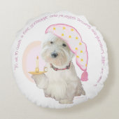 キャンドルラウンドピロー付きピンクグッドナイトウェスティー ラウンドクッション (裏面)