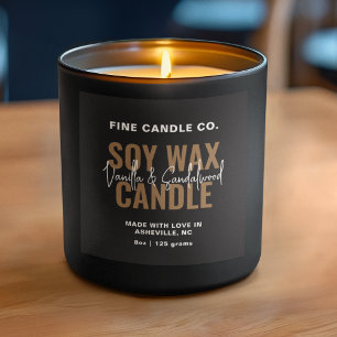 キャンドルラベルエレガントミニマモダンリストブラック金ゴールド スクエアシール