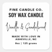 キャンドルラベルエレガントミニマモダンリスト白黒 スクエアシール (正面)