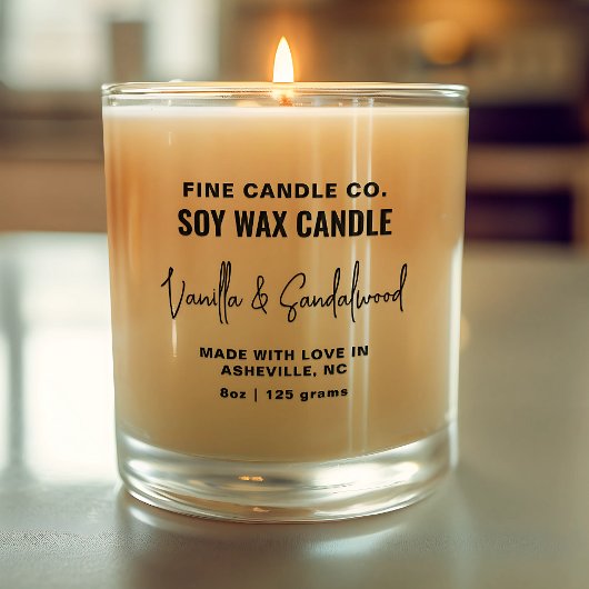 キャンドルラベルエレガントミニマモダンリスト白黒 スクエアシール