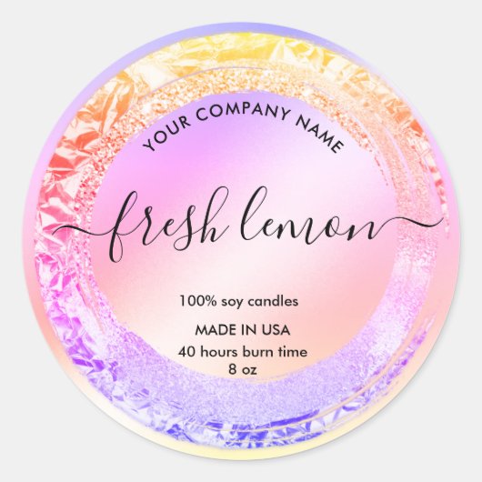 キャンドルラベルエレガント製品包装 ラウンドシール (正面)