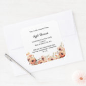 キャンドルラベルパーソナライズされたピーチ野花フローラ スクエアシール (封筒)