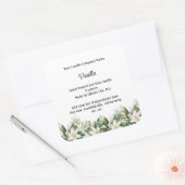 キャンドルラベルパーソナライズされた白いフローラ花 スクエアシール (封筒)