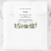 キャンドルラベルパーソナライズされた白いフローラ花 スクエアシール (バッグ)