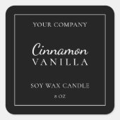 キャンドルラベルブラックミニマリスト製品ブランディング スクエアシール (正面)