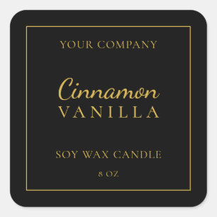 キャンドルラベルブラック金ゴールドミニマルブランディング スクエアシール